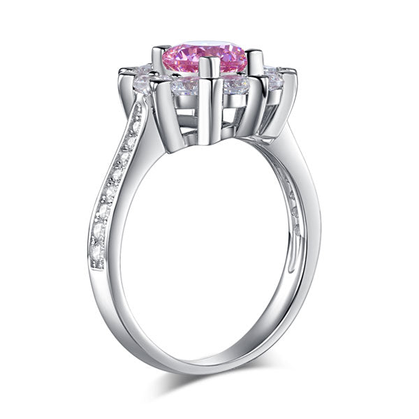 Pink Stone Snowflake Engagement Ring