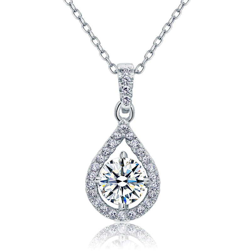 Teardrop Diamond Solitaire Pendant Necklace