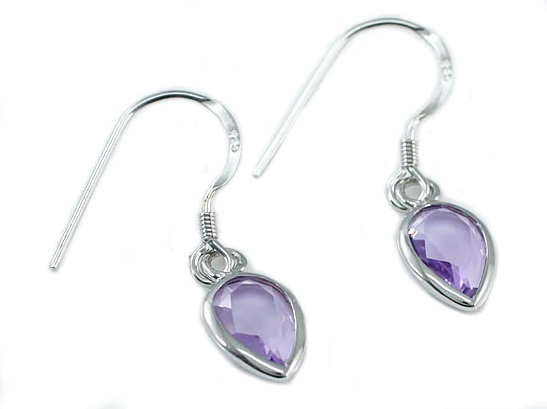 Purple Pear Dangle Earrings.