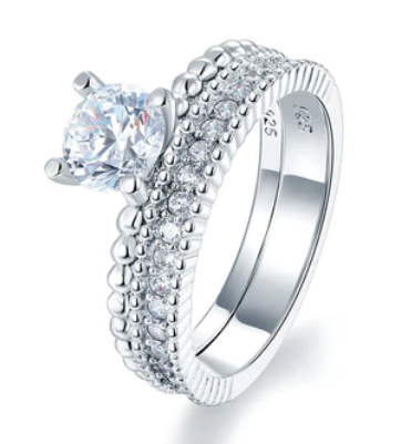 Elegant 2-Pcs Wedding Bridal Ring