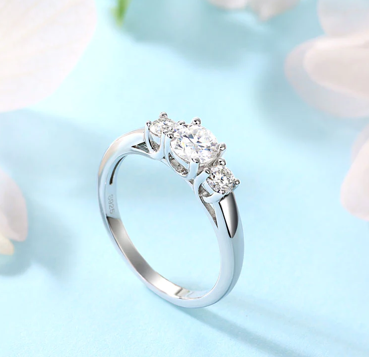 Elegant Three Stone Diamond Wedding Band Ring