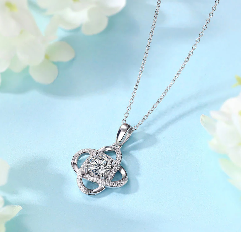 Elegant Diamond Flower Pendant Necklace
