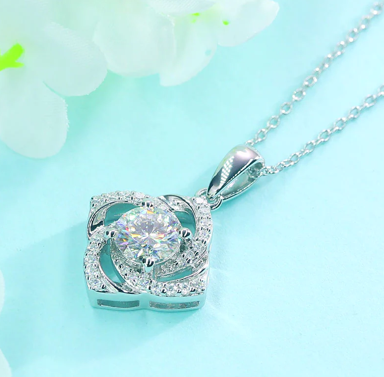 Dazzling Diamond Rose Pendant Necklace