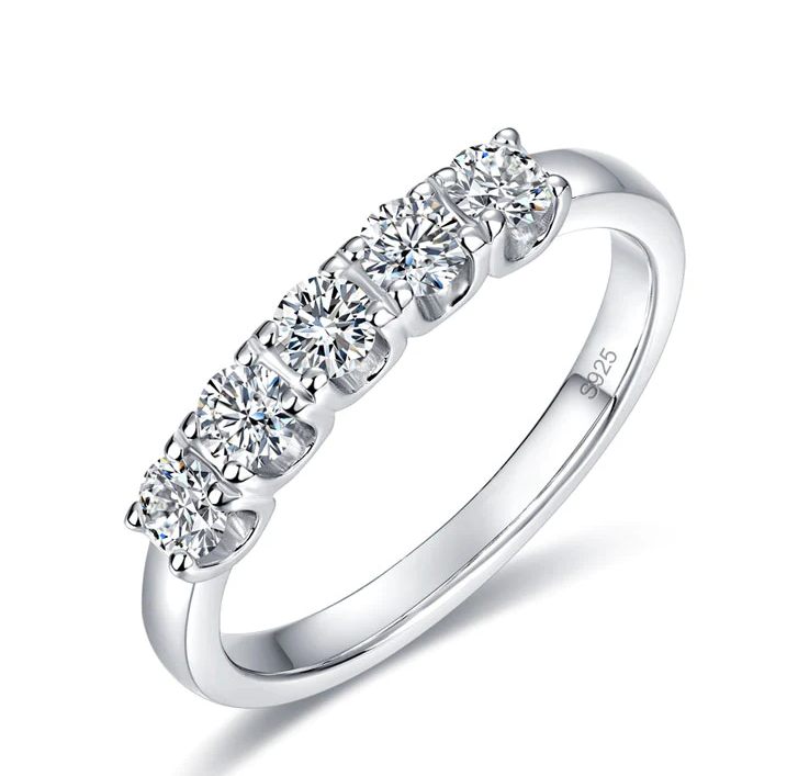 Classy Five Stone Diamond Wedding Band Ring
