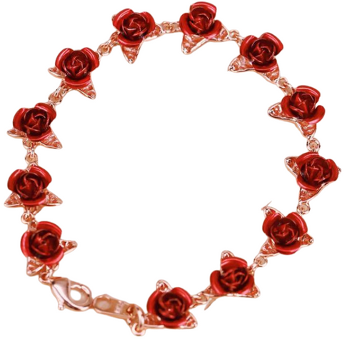 Taicanon Women Girls Rose Flower Charm Bracelet 18K Gold or Platinum Plated  Link 12 Roses Jewelry Lover Gift Silver  Walmartcom