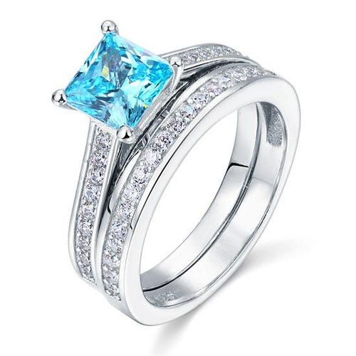 Princess-Cut Blue Ring