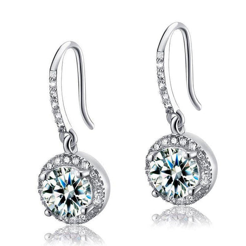 Diamond Topaz Dangle Earrings