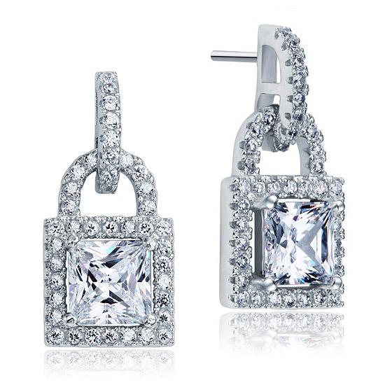 Diamond Key Lock Earring