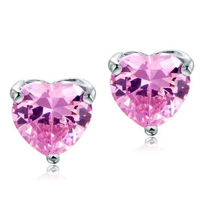 Pink Heart Diamond Earrings