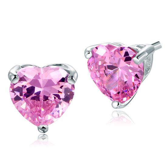 Pink Heart Diamond Earrings