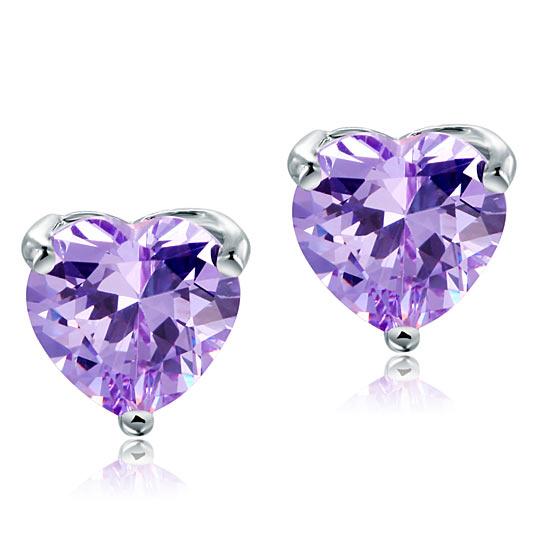 Purple Heart Diamond Earrings