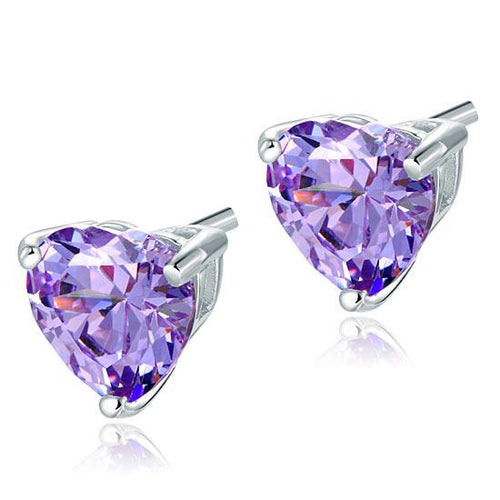 Purple Heart Diamond Earrings