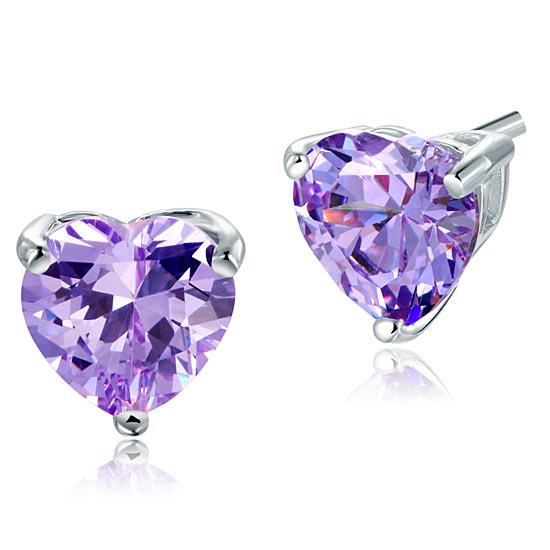Purple Heart Diamond Earrings