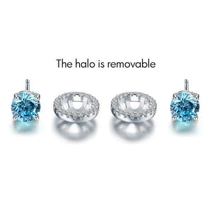 Fancy Blue Halo Earrings