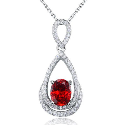 Ruby Silver Pendant Necklace