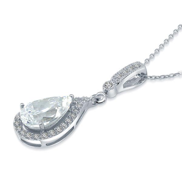 Silver Pear Cut Necklace