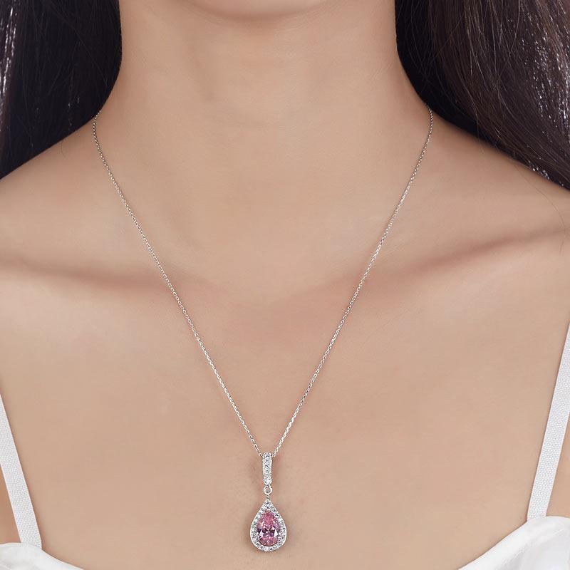 Pink Pear Cut Necklace