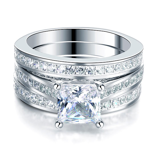 Triple Silver Diamond  Ring