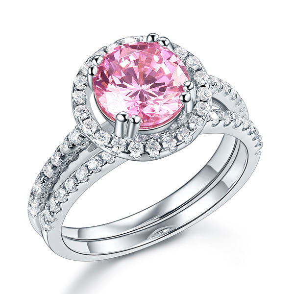 Classy Pink Halo Ring