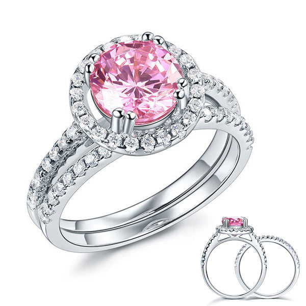 Classy Pink Halo Ring